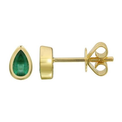 گوشواره طلا طرح اشکی سنگدار سبز