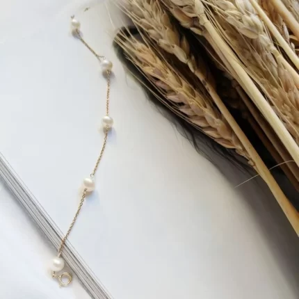 دستبند طلا مروارید پرورشی